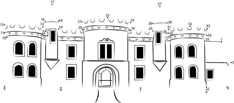 Raglan Castle printable dot to dot worksheet