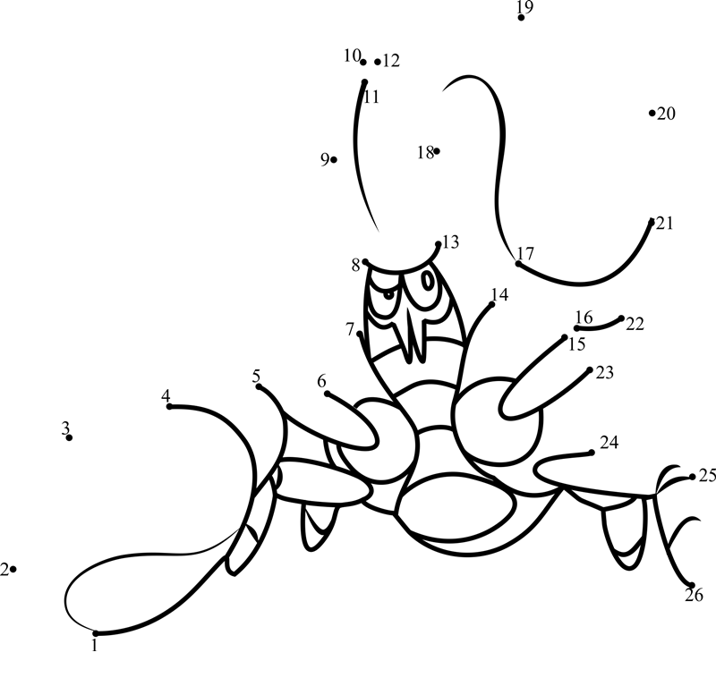 Crabrawler-Pokemon-Sun-And-Moon-Dot-To-Dot dot to dot worksheets