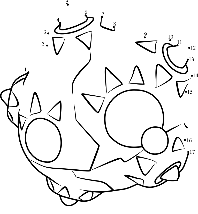 Minior-Pokemon-Sun-And-Moon-Dot-To-Dot printable dot to dot worksheet