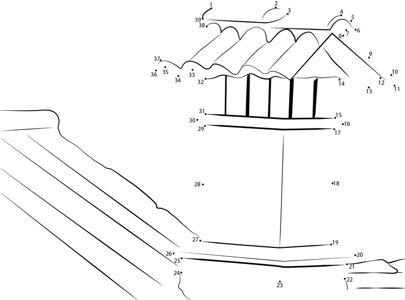 Chimney And Tiled Roof printable dot to dot worksheet