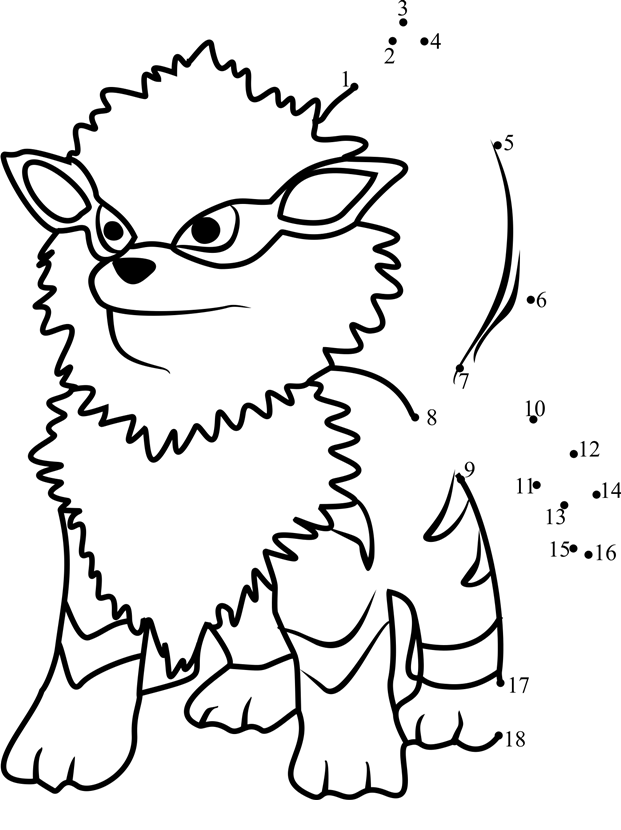 Arcanine-Pokemon-Go-Dot-To-Dot dot to dot worksheets