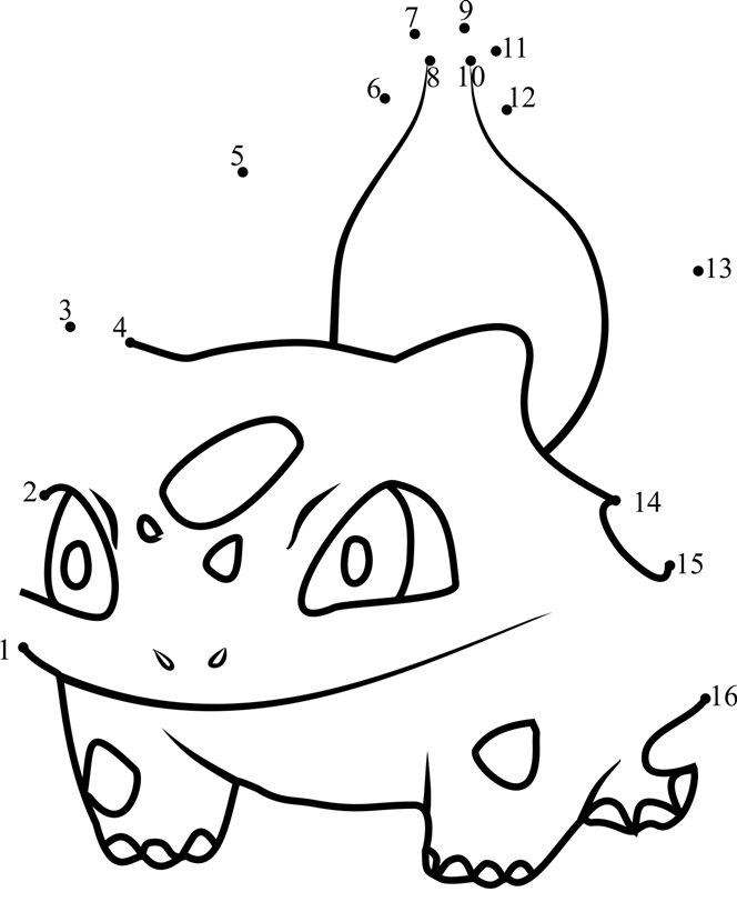 Bulbasaur-Pokemon-Go-Dot-To-Dot printable dot to dot worksheet