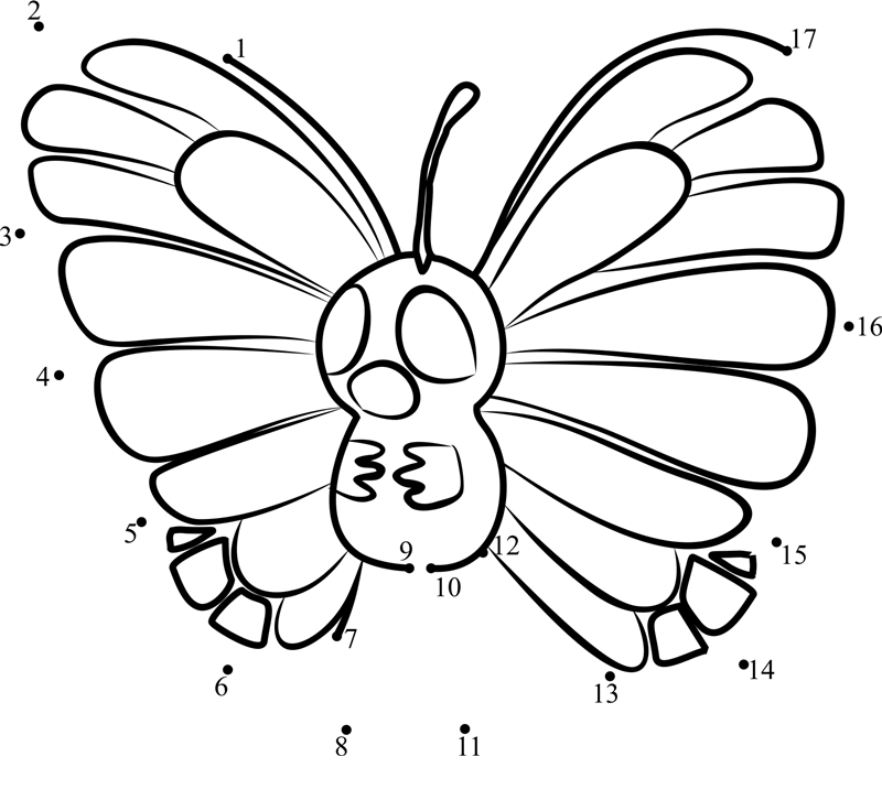 Butterfree-Pokemon-Go-Dot-To-Dot printable dot to dot worksheet