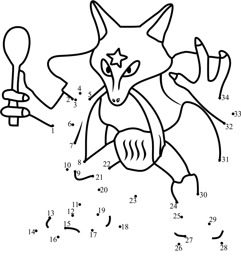 Kadabra-Pokemon-Go-Dot-To-Dot dot to dot worksheets