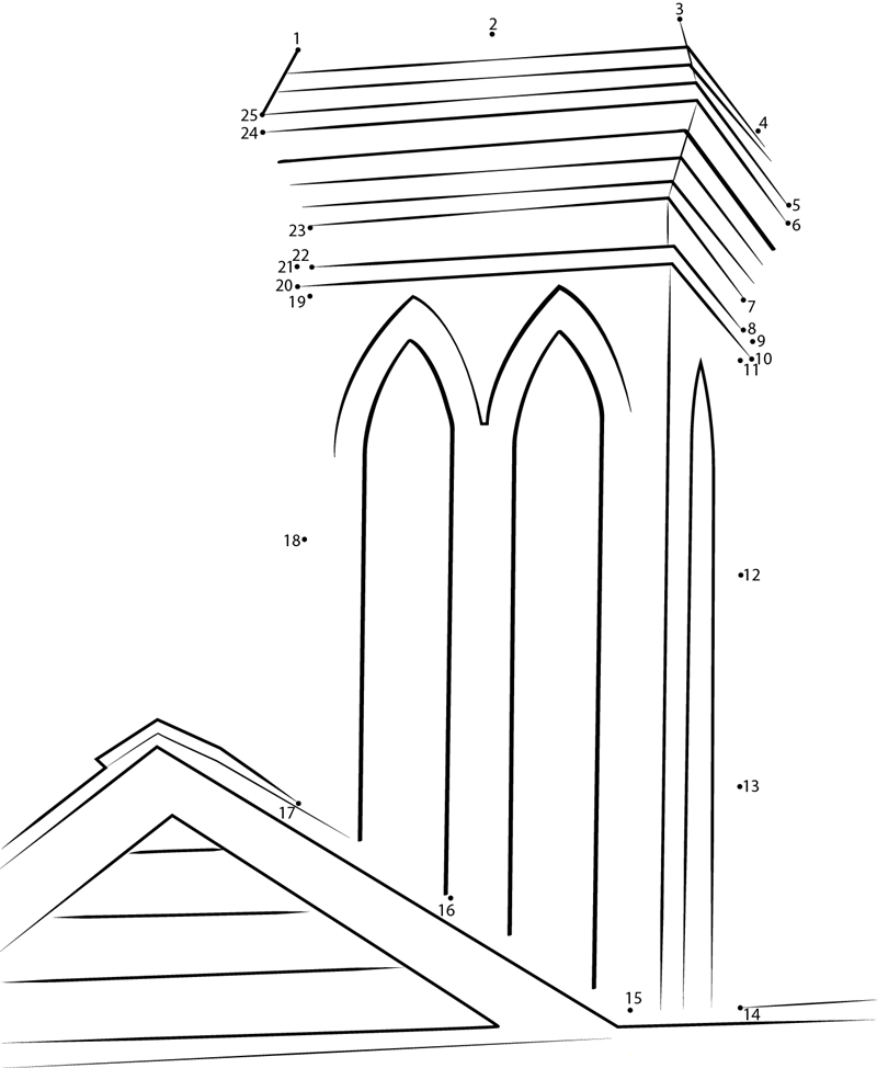 Gothic Chimney printable dot to dot worksheet