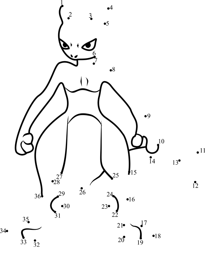 Mewtwo-Pokemon-Go-Dot-To-Dot dot to dot worksheets