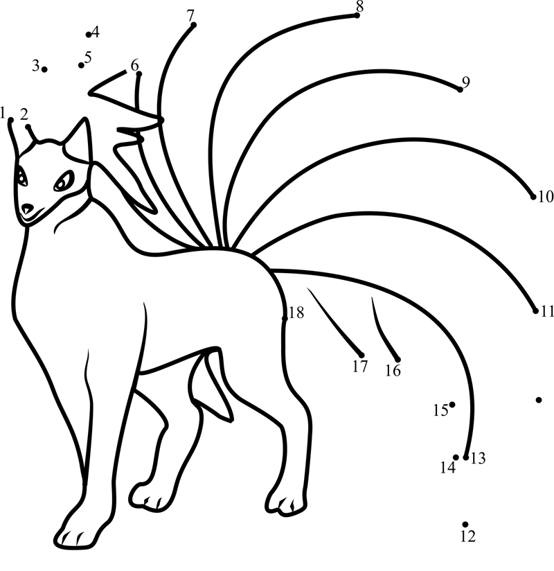 Ninetales-Pokemon-Go-Dot-To-Dot printable dot to dot worksheet