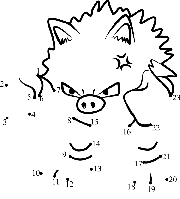 Primeape-Pokemon-Go-Dot-To-Dot dot to dot worksheets