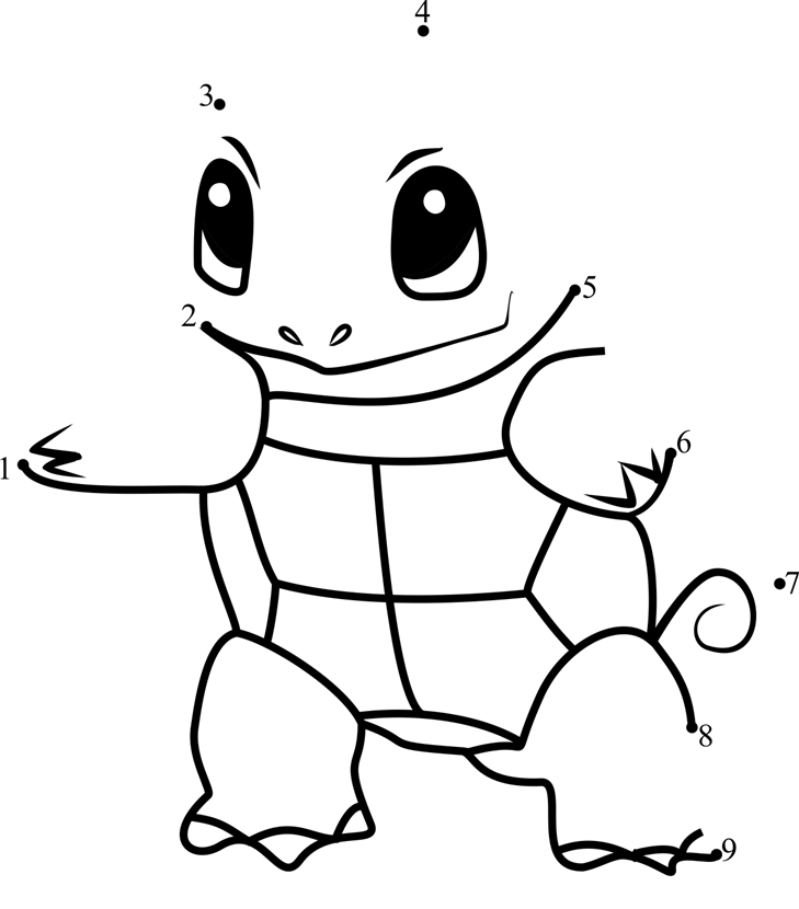 Squirtle-Pokemon-Go-Dot-To-Dot printable dot to dot worksheet