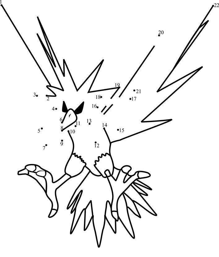 Zapdos-Pokemon-Go-Dot-To-Dot printable dot to dot worksheet