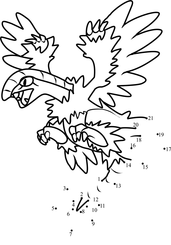 Pokemon-Archeops-Dot-To-Dot printable dot to dot worksheet