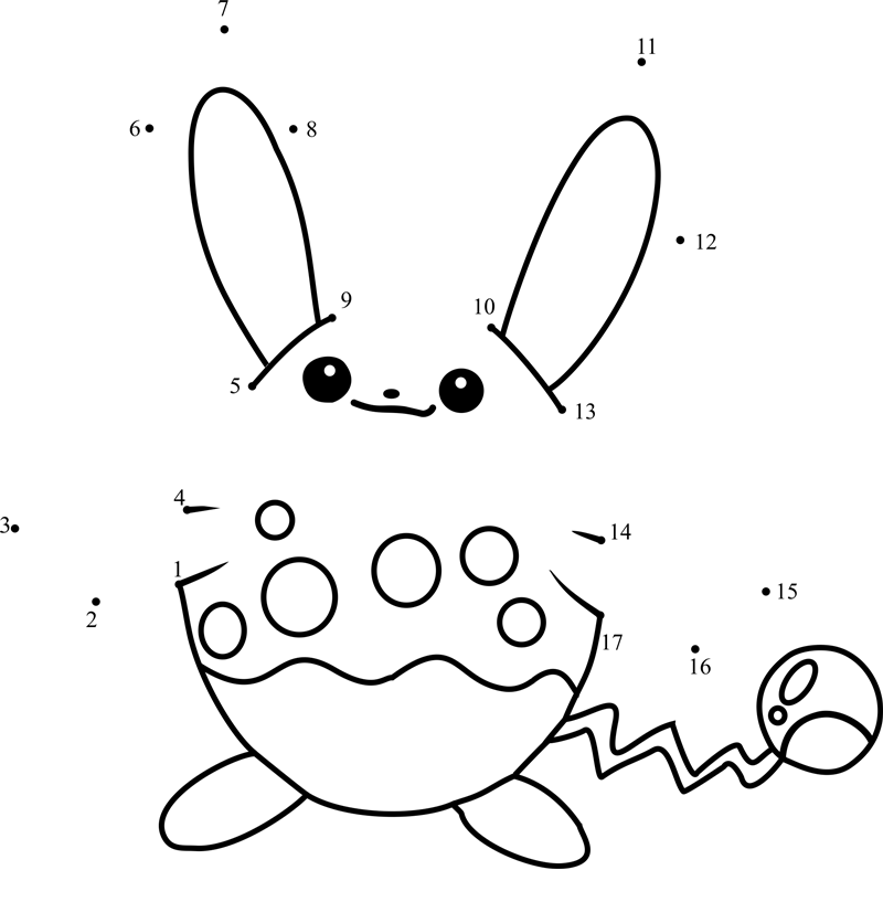 Pokemon-Azumarill-Dot-To-Dot printable dot to dot worksheet