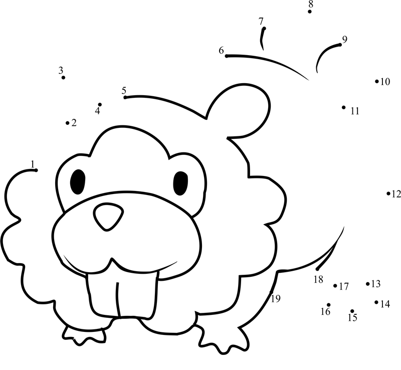 Pokemon-Bidoof-Dot-To-Dot dot to dot worksheets