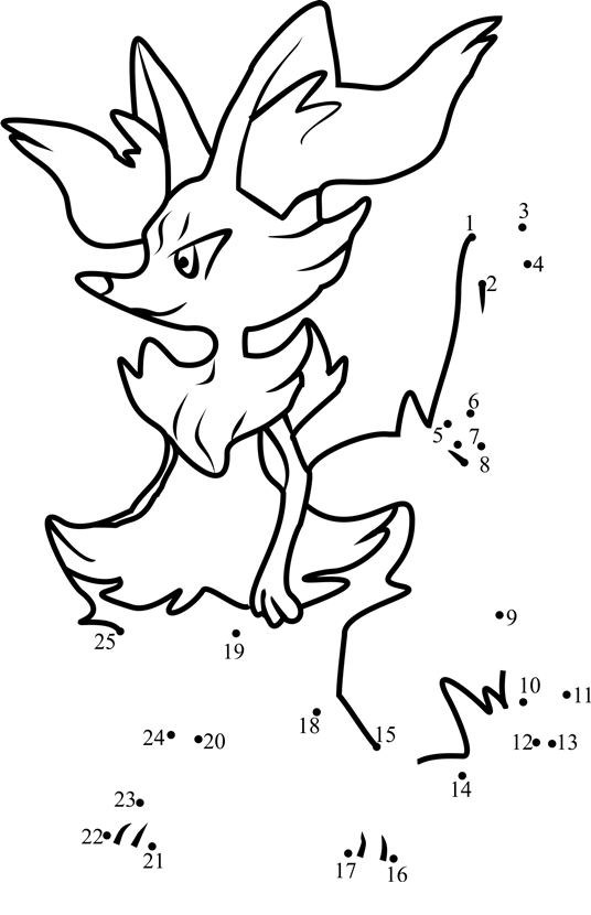 Pokemon-Braixen-Dot-To-Dot dot to dot worksheets