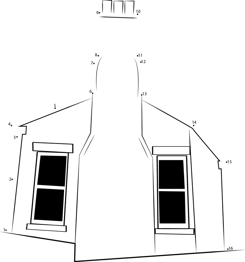 Stone Chimney printable dot to dot worksheet