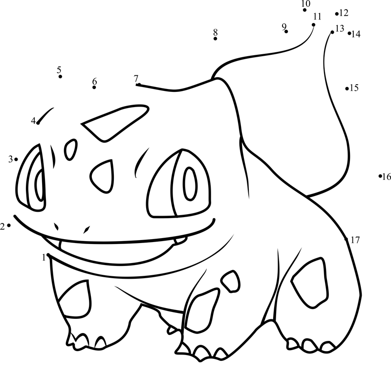 Pokemon-Bulbasaur-Dot-To-Dot printable dot to dot worksheet