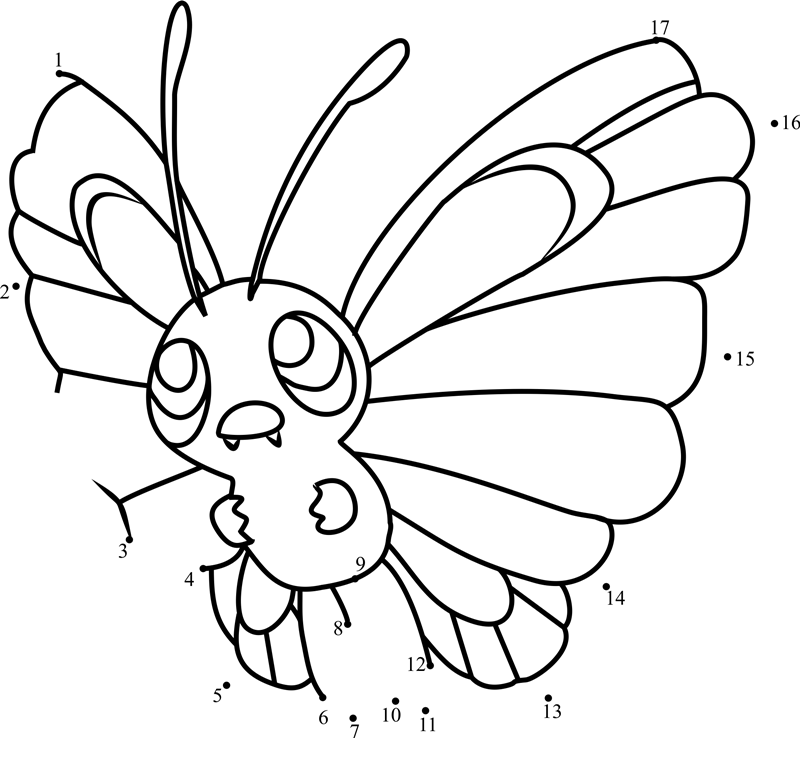 Pokemon-Butterfree-Dot-To-Dot dot to dot worksheets