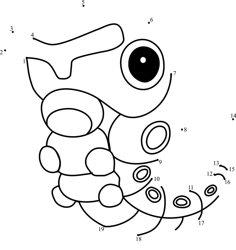 Pokemon-Caterpie-Dot-To-Dot printable dot to dot worksheet