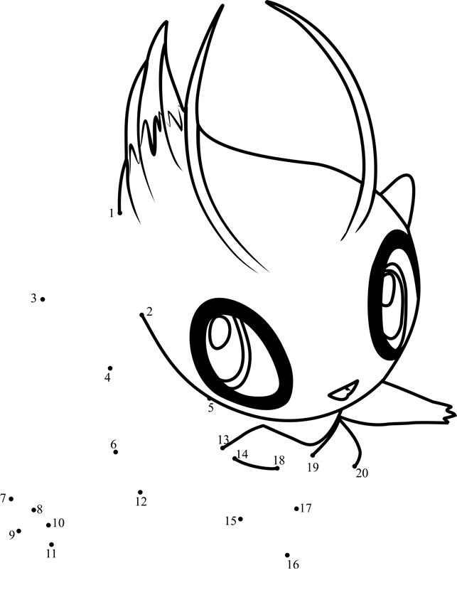 Pokemon-Celebi-Dot-To-Dot printable dot to dot worksheet