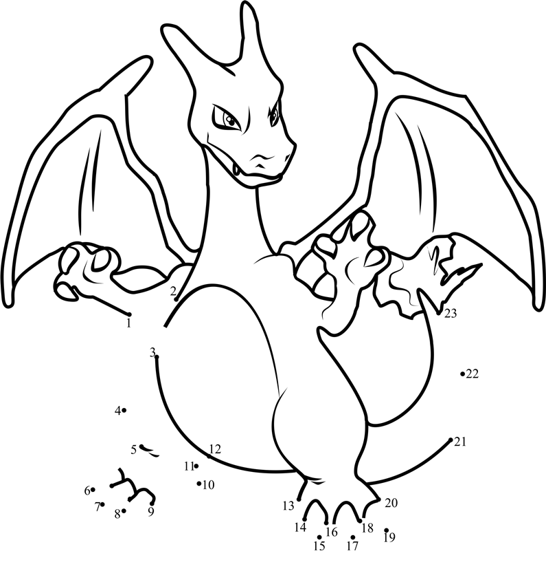 Pokemon-Charizard-Dot-To-Dot printable dot to dot worksheet