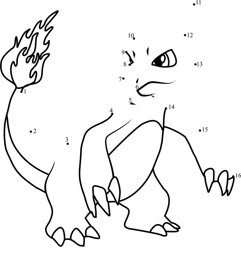 Pokemon-Charmeleon-Dot-To-Dot dot to dot worksheets