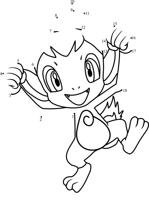 Pokemon-Chimchar-Dot-To-Dot dot to dot worksheets