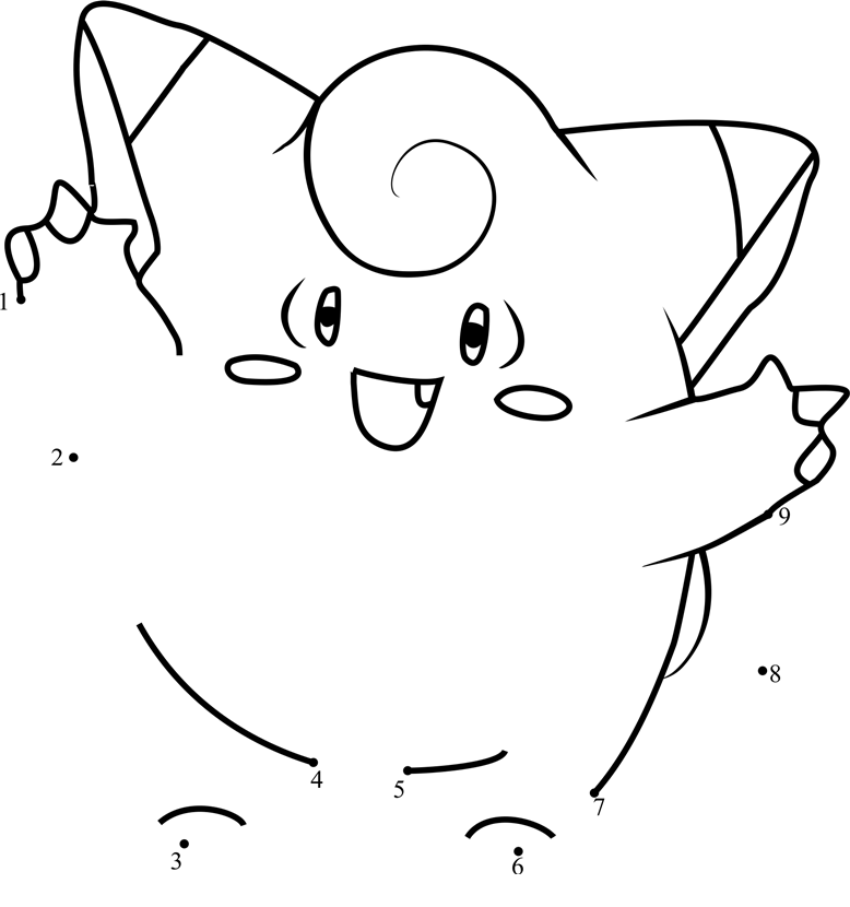 Pokemon-Clefairy-Dot-To-Dot printable dot to dot worksheet