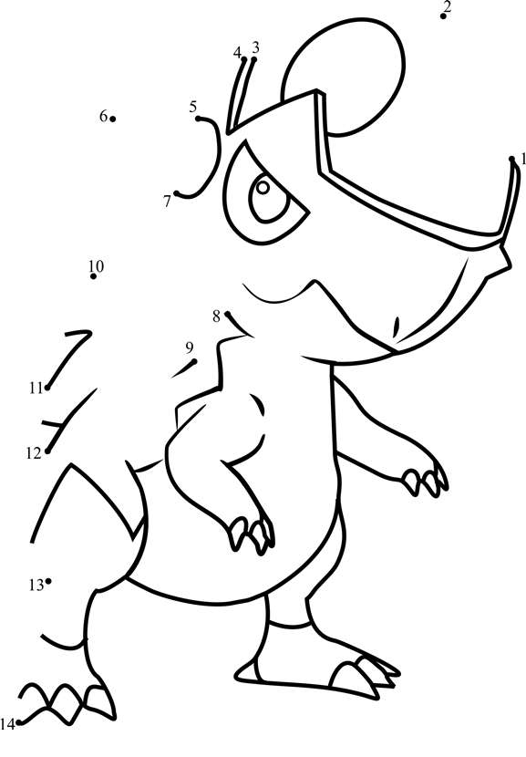 Pokemon-Cranidos-Dot-To-Dot printable dot to dot worksheet