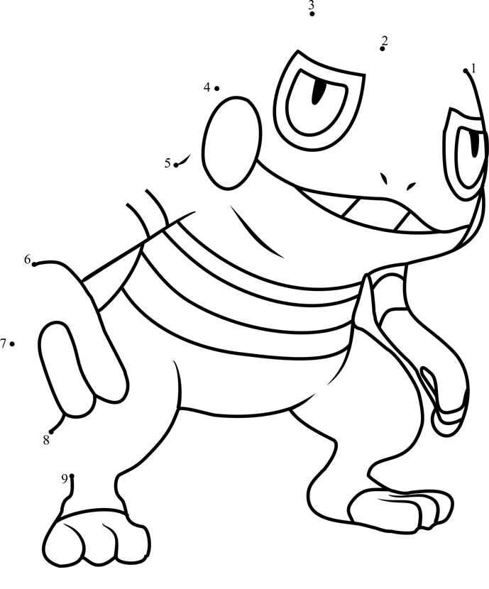 Pokemon-Croagunk-Dot-To-Dot printable dot to dot worksheet