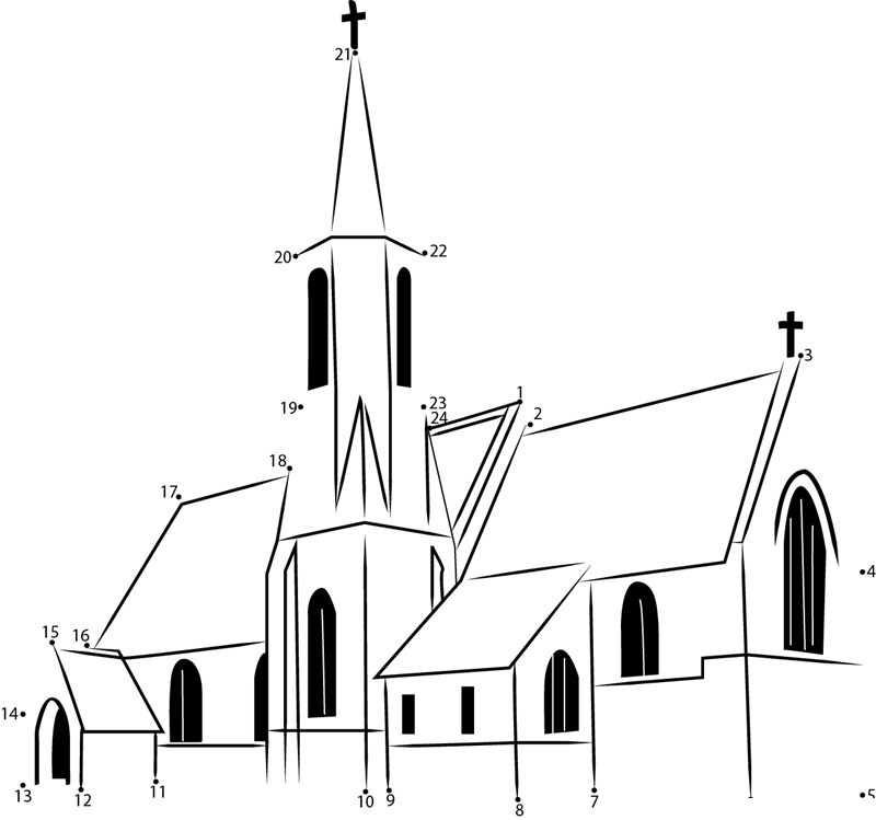 Bettisfield Church printable dot to dot worksheet