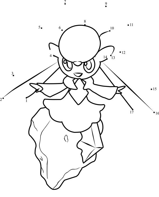 Pokemon-Diancie-Dot-To-Dot printable dot to dot worksheet