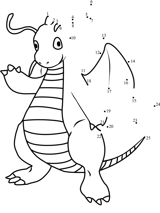 Pokemon-Dragonite-Dot-To-Dot printable dot to dot worksheet