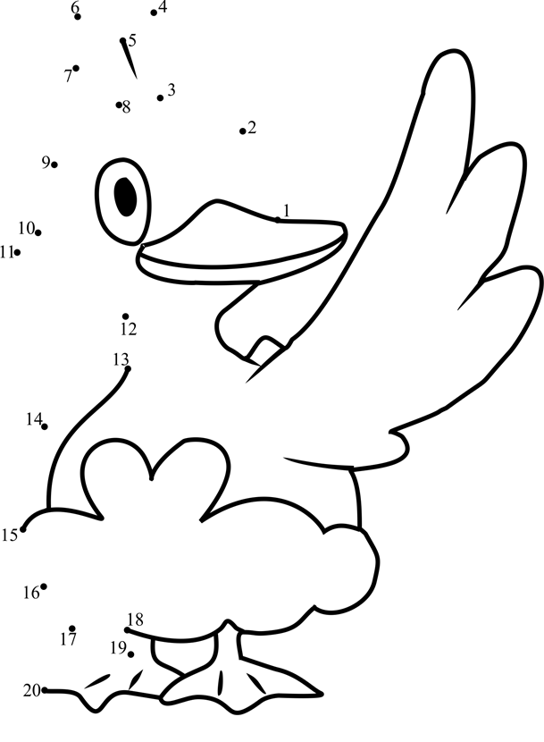 Pokemon-Ducklett-Dot-To-Dot printable dot to dot worksheet