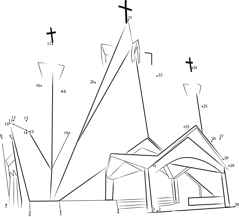 Church printable dot to dot worksheet