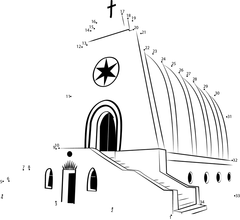 Church Amlwch Anglesey Bunker printable dot to dot worksheet