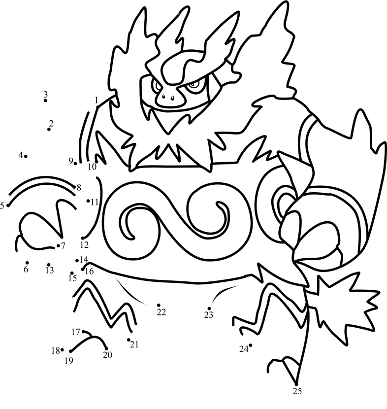 Pokemon-Emboar-Dot-To-Dot printable dot to dot worksheet