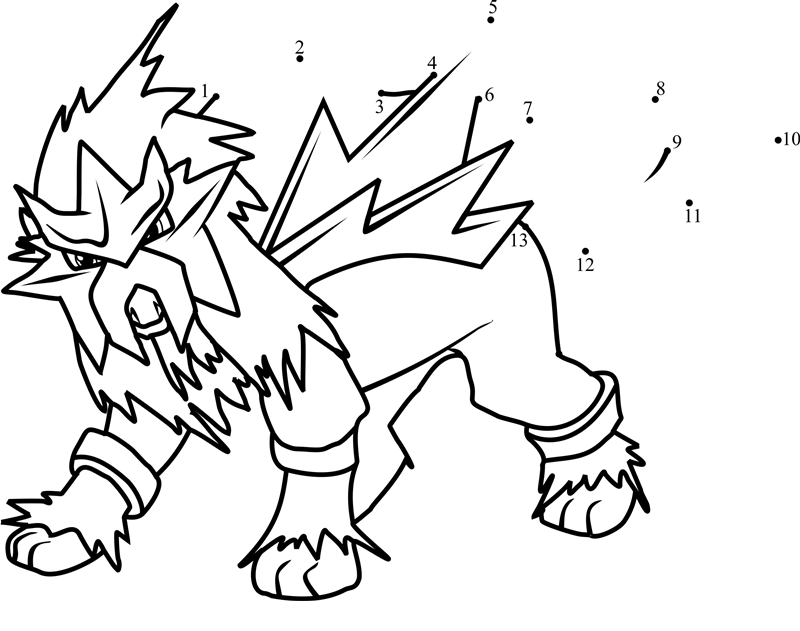 Pokemon-Entei-Dot-To-Dot printable dot to dot worksheet