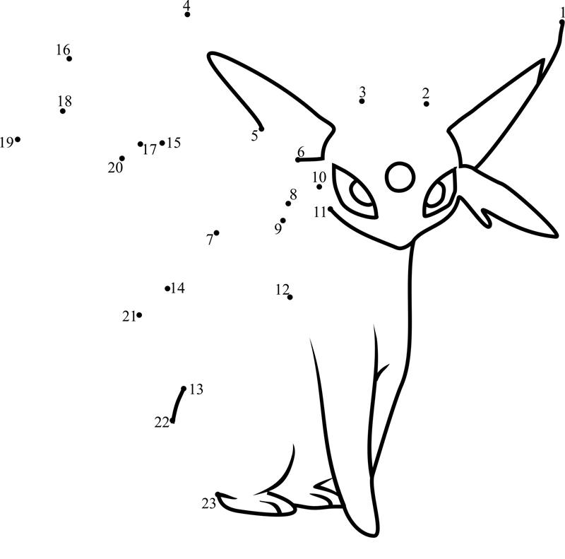 Pokemon-Espeon-Dot-To-Dot dot to dot worksheets