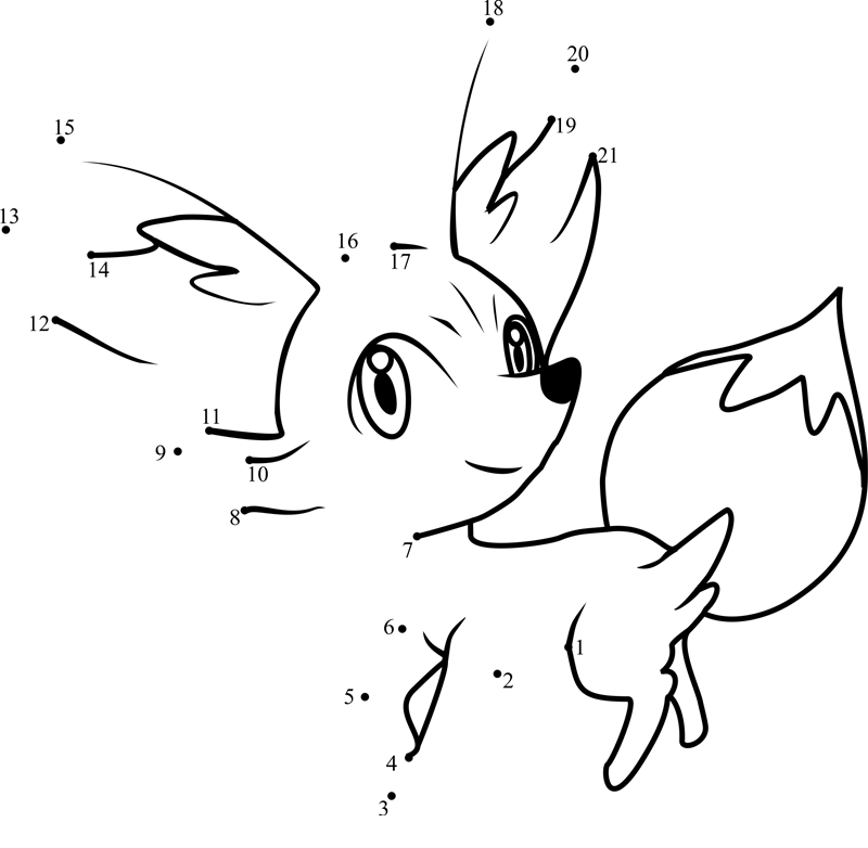 Pokemon-Fennekin-Dot-To-Dot printable dot to dot worksheet