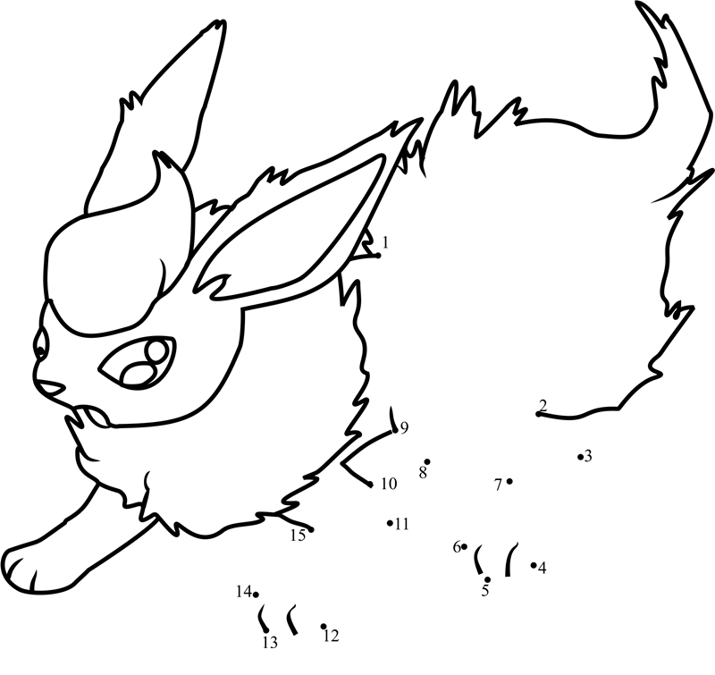 Pokemon-Flareon-Dot-To-Dot printable dot to dot worksheet