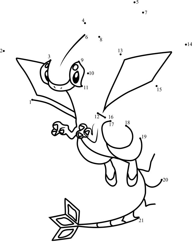 Pokemon-Flygon-Dot-To-Dot printable dot to dot worksheet