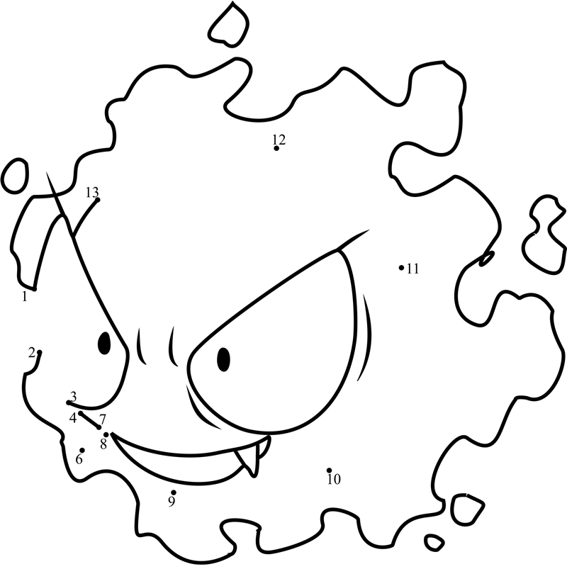 Pokemon-Gastly-Dot-To-Dot dot to dot worksheets