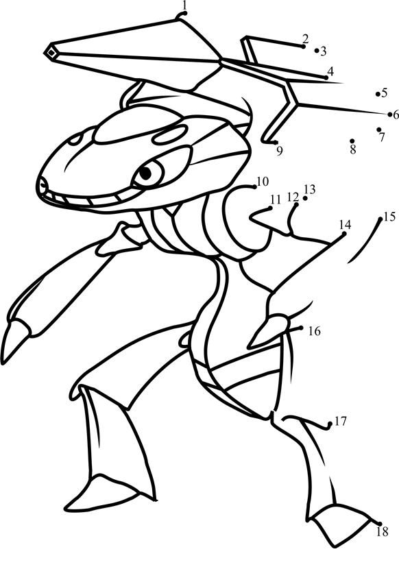 Pokemon-Genesect-Dot-To-Dot dot to dot worksheets