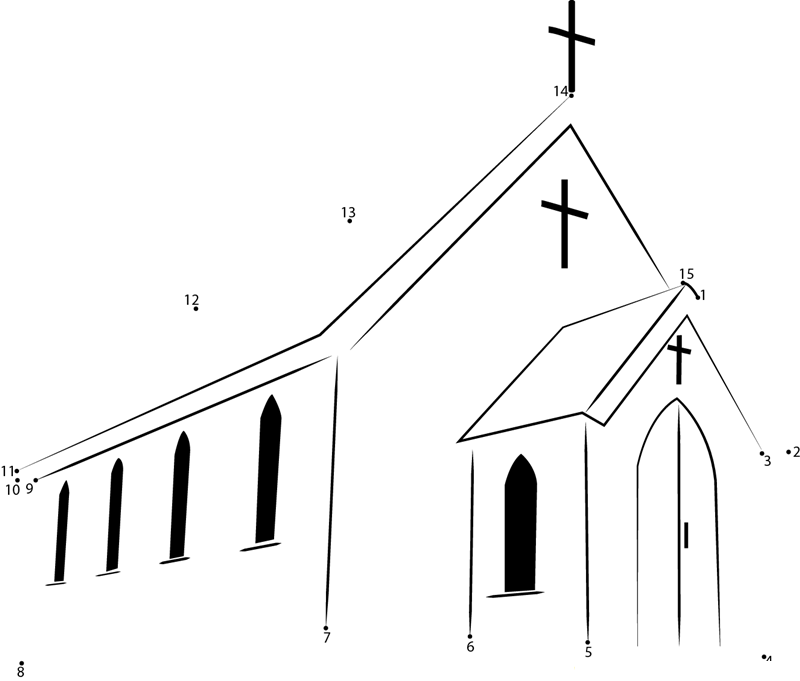 First Presbyterian Church printable dot to dot worksheet