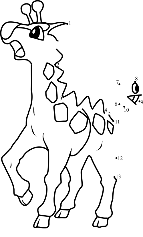 Pokemon-Girafarig-Dot-To-Dot printable dot to dot worksheet