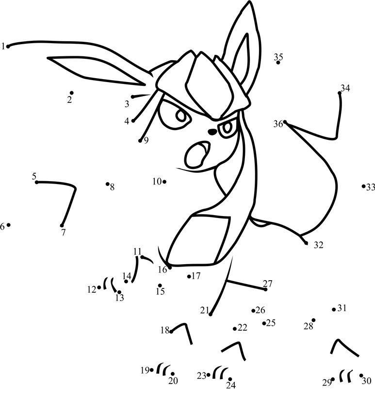 Pokemon-Glaceon-Dot-To-Dot dot to dot worksheets