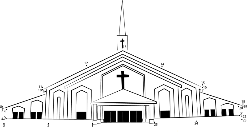 Florida Church printable dot to dot worksheet