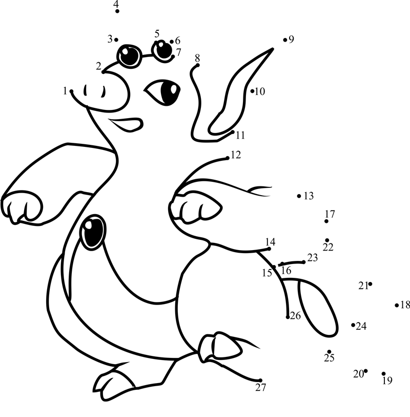 Pokemon-Grumpig-Dot-To-Dot printable dot to dot worksheet