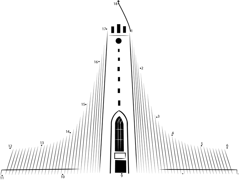 Incredible Church printable dot to dot worksheet