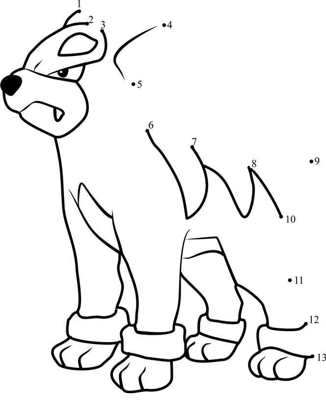 Pokemon-Houndour-Dot-To-Dot printable dot to dot worksheet